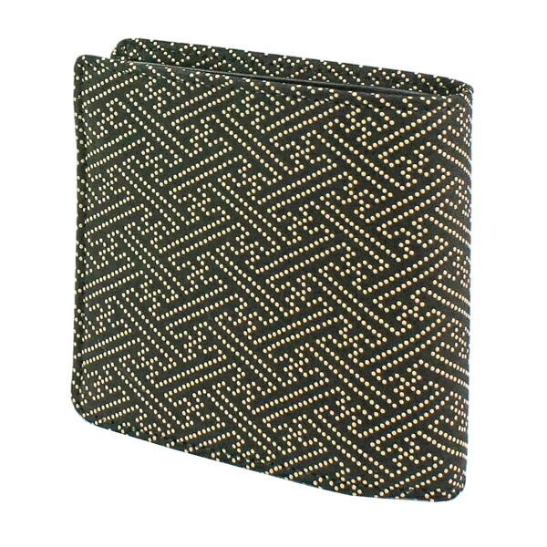 印伝 甲州印伝 印傳屋 上原勇七 財布 二つ折り財布 2008 紗綾形 黒地×白漆 鹿革 本革 レザー 和柄 ブランド 冬物 冬ギフト クリスマス 贈り物 YM01 印傳屋（INDEN-YA） 印伝 甲州印伝 上原勇七 財布 二つ折り財布 印伝