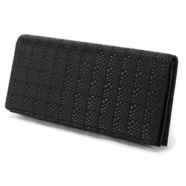 印伝 甲州印伝 印傳屋 上原勇七 財布 長財布 束入れ 2104 変わり市松小 黒地×黒漆 鹿革 本革 レザー 和柄 ブランド 冬物 冬ギフト クリスマス 贈り物 YM01 印傳屋（INDEN-YA） 印伝 甲州印伝 上原勇七 財布 長財布 印伝財布 束