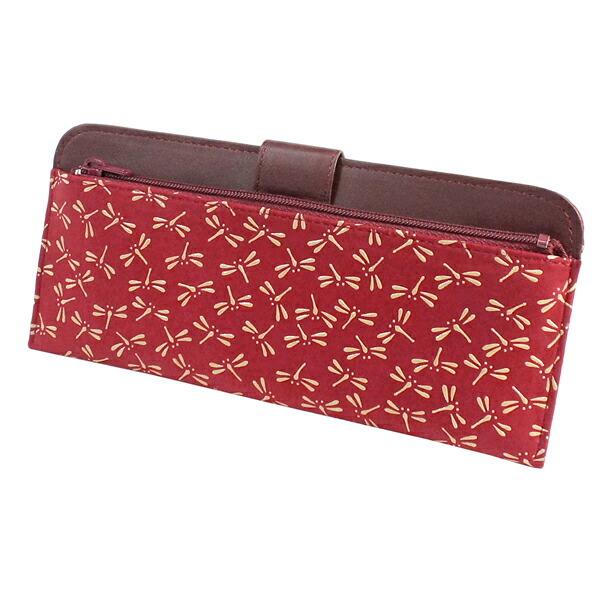 印伝 甲州印伝 印傳屋 上原勇七 財布 長財布 2107 とんぼ 赤地×白漆 鹿革 本革 レザー 薄い スリム 和柄 ブランド 冬物 冬ギフト クリスマス 贈り物 YM01 印傳屋（INDEN-YA） 印伝 甲州印伝 上原勇七 財布 長財布 印伝財布