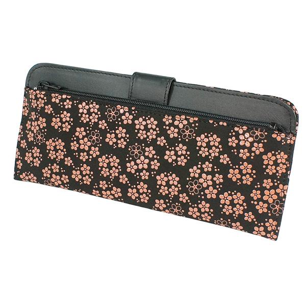 印伝 甲州印伝 印傳屋 上原勇七 財布 長財布 2107 忘れな草 黒地×ピンク漆 鹿革 本革 レザー 薄い スリム 花柄 ブランド 冬物 冬ギフト クリスマス 贈り物 YM01 印傳屋（INDEN-YA） 印伝 甲州印伝 上原勇七 財布 長財布 印伝財布