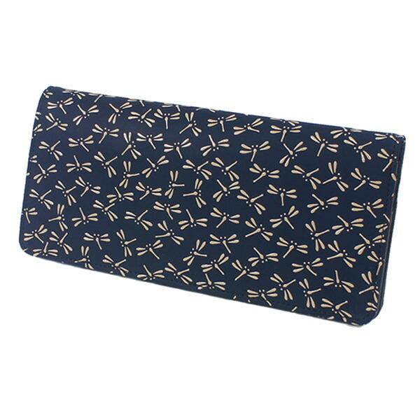 印伝 甲州印伝 印傳屋 上原勇七 財布 長財布 束入れ 2110 とんぼ 紺地×白漆 鹿革 本革 レザー 和柄 ブランド 冬物 冬ギフト クリスマス 贈り物 YM01 印傳屋（INDEN-YA） 印伝 甲州印伝 上原勇七 財布 長財布 印伝財布 束