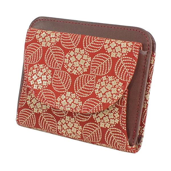 印伝 甲州印伝 印傳屋 上原勇七 財布 二つ折り財布 2219 あじさい 紺地×白漆 鹿革 本革 レザー 花柄 ブランド 冬物 冬ギフト クリスマス 贈り物 YM02 印傳屋（INDEN-YA） 印伝 甲州印伝 上原勇七 財布 二つ折り財布 印伝