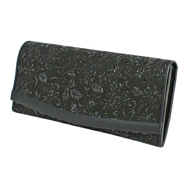印伝 甲州印伝 印傳屋 上原勇七 財布 長財布 束入れ 2311 花唐草 黒地×黒漆 鹿革 本革 レザー 和柄 ブランド 冬物 冬ギフト クリスマス 贈り物 YM01 印傳屋（INDEN-YA） 印伝 甲州印伝 上原勇七 財布 長財布 印伝財布 束