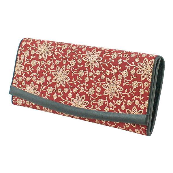 印伝 甲州印伝 印傳屋 上原勇七 財布 長財布 束入れ 2311 クレマチス 赤地×白漆 鹿革 本革 レザー 花柄 ブランド 冬物 冬ギフト クリスマス 贈り物 YM01 印傳屋（INDEN-YA） 印伝 甲州印伝 上原勇七 財布 長財布 印伝財布 束