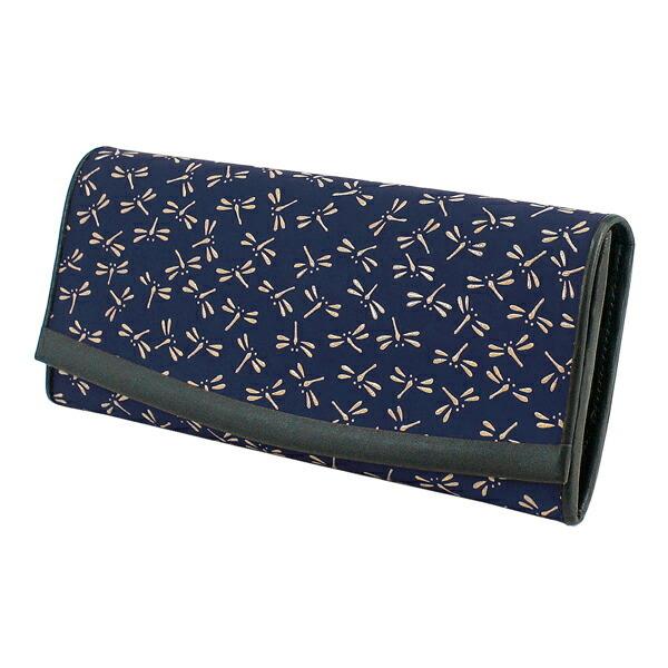 印伝 甲州印伝 印傳屋 上原勇七 財布 長財布 束入れ 2311 とんぼ 紺地×白漆 鹿革 本革 レザー 和柄 ブランド 冬物 冬ギフト クリスマス 贈り物 YM01 印傳屋（INDEN-YA） 印伝 甲州印伝 上原勇七 財布 長財布 印伝財布 束