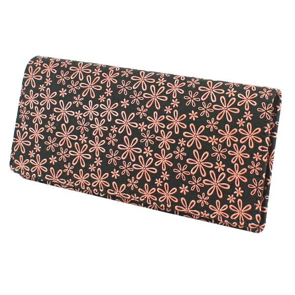 印伝 甲州印伝 印傳屋 上原勇七 財布 長財布 束入れ カードケース カード入れ 2529 雪割草 黒地×ピンク漆 鹿革 本革 花柄 ブランド 冬物 冬ギフト クリスマス 贈り物 YM01 印傳屋（INDEN-YA） 印伝 甲州印伝 上原勇七 財布 長財布 印伝財布 束