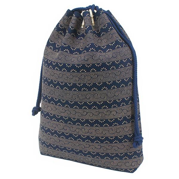 印伝 甲州印伝 印傳屋 上原勇七 合切袋 巾着 3007 爪唐草 紺地×白漆 鹿革 本革 レザー マチ付き 和柄 ブランド 冬物 冬ギフト クリスマス 贈り物 YM02 印傳屋（INDEN-YA） 印伝 甲州印伝 上原勇七 合切袋 巾着 3007 爪唐草