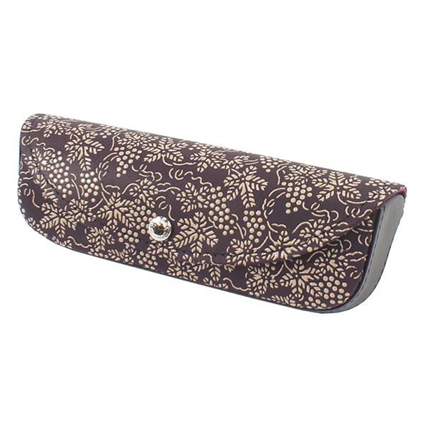 印伝 甲州印伝 印傳屋 上原勇七 メガネケース メガネ入れ 4210 ぶどう 紫地×白漆 鹿革 本革 レザー 和柄 ブランド 冬物 冬ギフト クリスマス 贈り物 YM01 印傳屋（INDEN-YA） 印伝 甲州印伝 上原勇七 メガネケース メガネ入れ