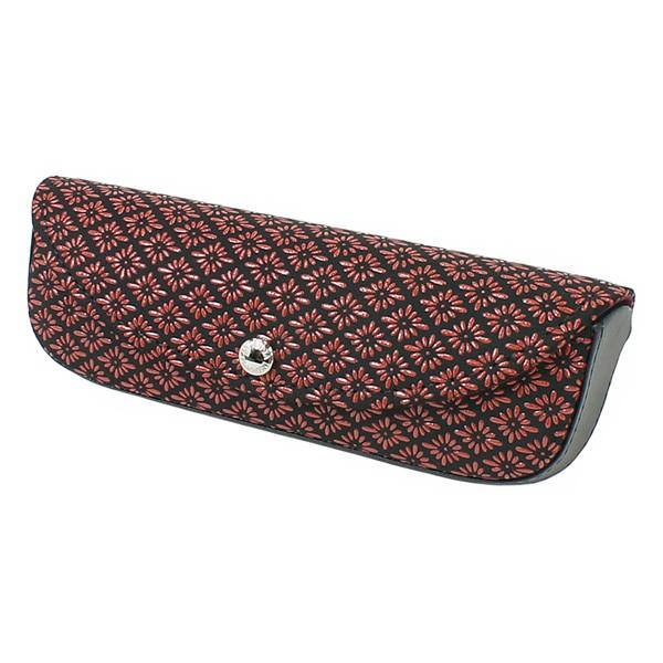 印伝 甲州印伝 印傳屋 上原勇七 メガネケース メガネ入れ 4210 菱菊 黒地×赤漆 鹿革 本革 レザー 和柄 ブランド 冬物 冬ギフト クリスマス 贈り物 YM01 印傳屋（INDEN-YA） 印伝 甲州印伝 上原勇七 メガネケース メガネ入れ