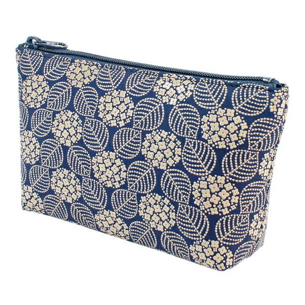 印伝 甲州印伝 印傳屋 上原勇七 ポーチ 通帳入れ 薄型 4407 花唐草 紫