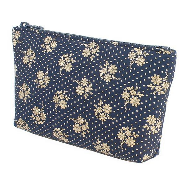 印伝 甲州印伝 印傳屋 上原勇七 ポーチ 化粧ポーチ 4405 コスモス 秋桜 黒地×ピンク漆 鹿革 本革 レザー 花柄 ブランド 冬物 冬ギフト クリスマス 贈り物 YM02 印傳屋（INDEN-YA） 印伝 甲州印伝 上原勇七 ポーチ 化粧ポーチ 4405