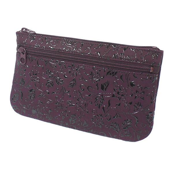 印傳屋 印伝 甲州印伝 上原勇七 ポーチ 通帳入れ 薄型 4407 花唐草