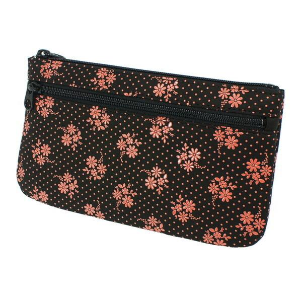 印伝 甲州印伝 印傳屋 上原勇七 ポーチ 通帳入れ 4407 コスモス 秋桜 赤地×白漆 鹿革 本革 レザー 薄い スリム 花柄 ブランド 冬物 冬ギフト クリスマス 贈り物 YM01 印傳屋（INDEN-YA） 印伝 甲州印伝 上原勇七 ポーチ 通帳入れ 薄型