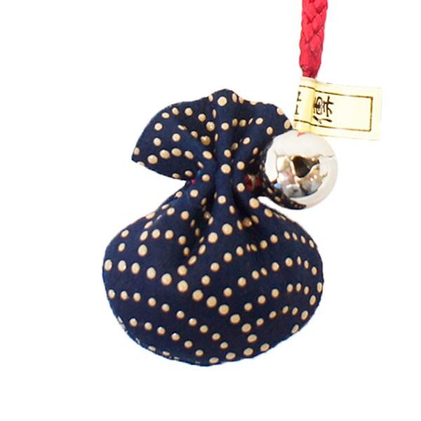 印伝 甲州印伝 印傳屋 上原勇七 根付 ストラップ 巾着 5102 青海波