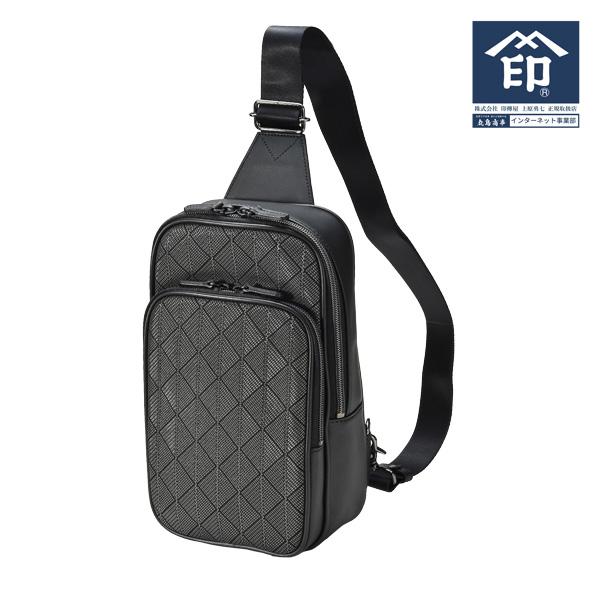 印伝 甲州印伝 印傳屋 上原勇七 肩がけバッグ メッセンジャーバッグ ボディーバッグ 斜めがけ バッグ 6615 クリスタルライン 黒地×グレー漆 鹿革 本革 和柄  ワンショルダーバッグ 斜めがけバッグ 肩掛けバッグ ミニバッグ ブランド 冬物 冬ギフト クリスマス 贈り物 YM02 印傳屋（INDEN-YA） 印伝 甲州印伝 上原勇七 肩掛け メッセンジャー