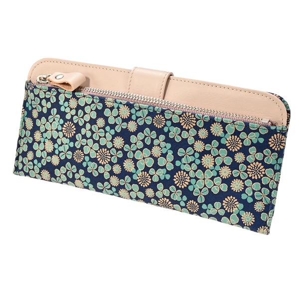 花柄と鳥のデザイン 長財布 トリーバーチ 長財布 - 白×マルチ 鳥/花柄/ラウンドファスナー