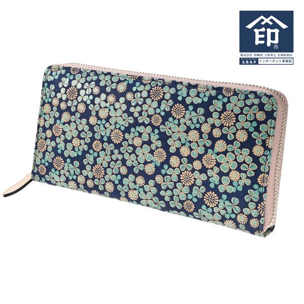 印伝 甲州印伝 印傳屋 上原勇七 CI-25 財布 長財布 印伝財布 束入れ 白詰草 シロツメクサ 7305 鹿革 本革 レザー ブランド 伝統工芸品 日本製 山梨謹製 YM02