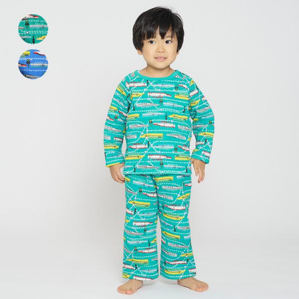 【再値下げ】【23秋冬SALE30%OFF価格】 moujonjon (ムージョンジョン) JR新幹線電車柄キルトパジャマ 90cm〜140cm B51794 CP
