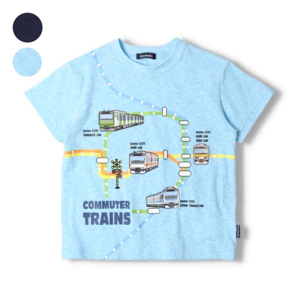 子供服 moujonjon (ムージョンジョン) 日本製在来線電車路線図半袖Tシャツ 90cm〜130cm F32811