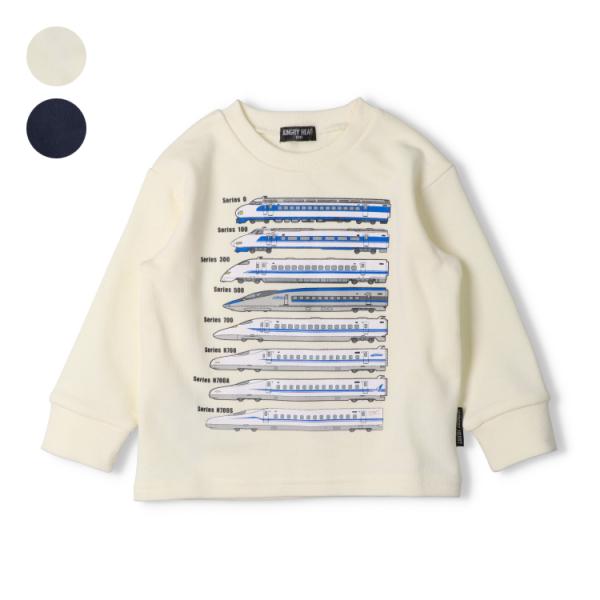 男の子が大好きな電車アイテム！ 人気のJR電車アイテム！ 歴代の色々な新幹線がプリントされたトレーナー、スウェット。 新幹線、電車好きにオススメなアイテム。 後ろの裾には踏切のアップリケ付き。 裏毛素材で秋から春まで長く着られます。 （ベビ...