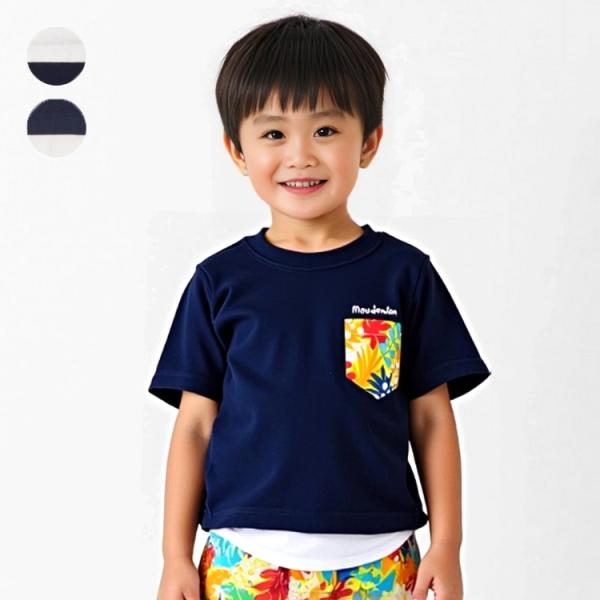 アウトレット50%OFF価格 子供服 moujonjon (ムージョンジョン) 総柄ポケット付き半袖Ｔシャツ M34850
