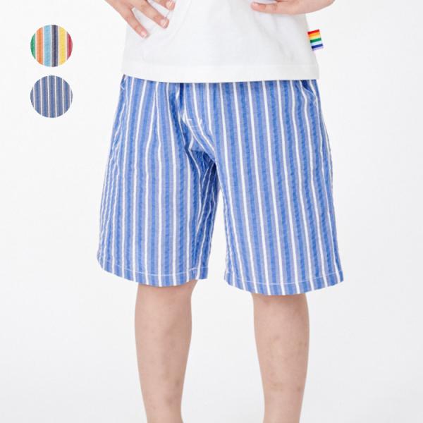 26夏SALE20%OFF価格 子供服 moujonjon (ムージョンジョン) サッカーストライプ柄ハーフパンツ 90cm〜140cm M35103
