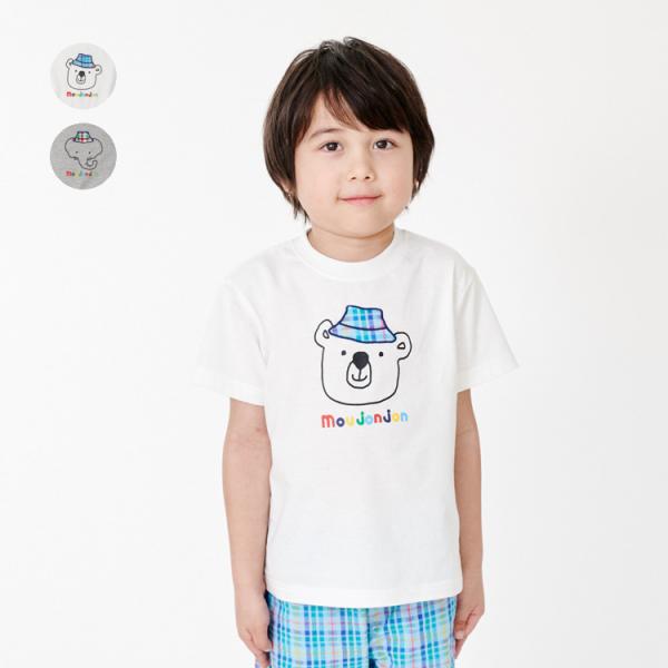 子供服 moujonjon (ムージョンジョン) チェックアップリケ動物プリント半袖Tシャツ 80cm 90cm 100cm 110cm 120cm 130cm 140cm M36800