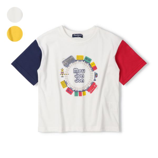 子供服 moujonjon (ムージョンジョン) 【WEB限定】電車アップリケ付Ｔシャツ 80cm 90cm 100cm 110cm 120cm 130cm M36896