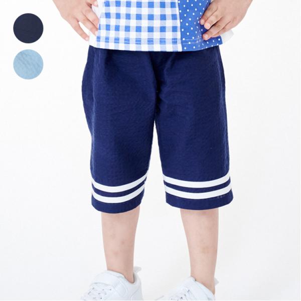 26夏SALE30%OFF価格 子供服 moujonjon  (ムージョンジョン) シアサッカーマリン6分丈ハーフパンツ M37100