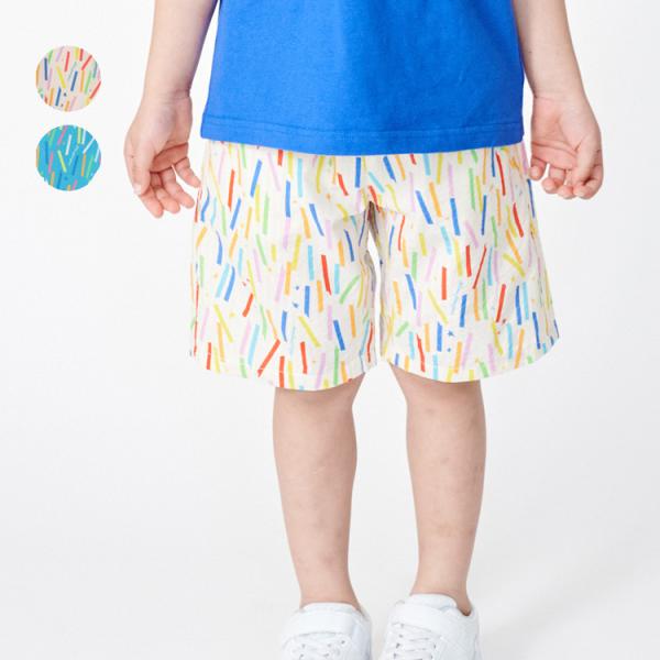 26夏SALE20%OFF価格 子供服 moujonjon (ムージョンジョン) シアサッカーカラフルプリントハーフパンツ M37101