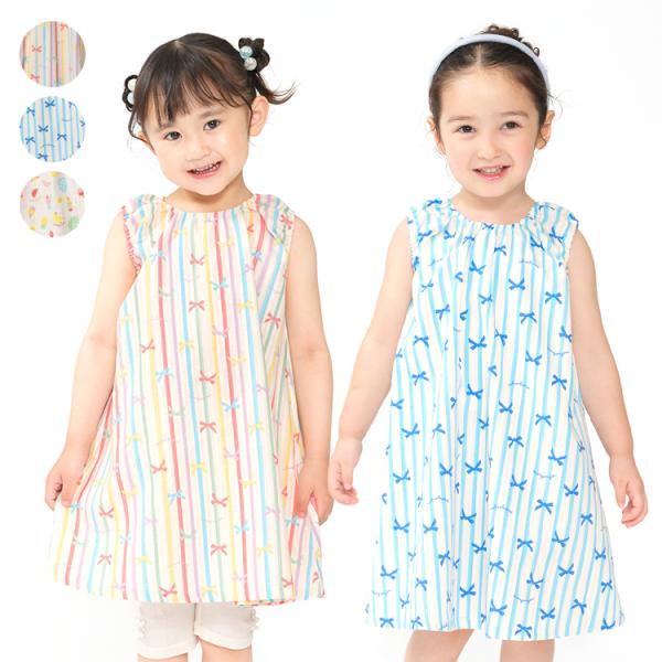 26夏SALE30%OFF価格 子供服 moujonjon (ムージョンジョン) 【接触冷感】リボン・夏柄ワンピース M46361