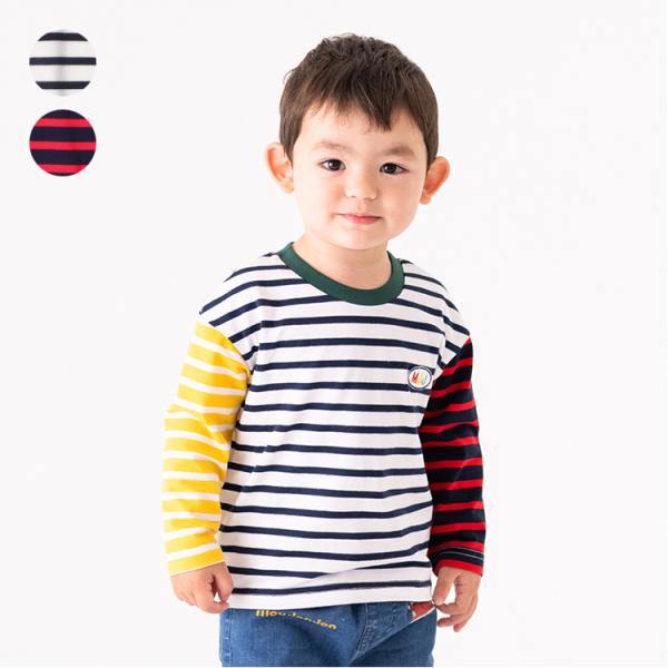 再値下げ 25秋冬SALE60%OFF価格 子供服 moujonjon (ムージョンジョン) ボーダー長袖Ｔシャツ・ロンT  M54802