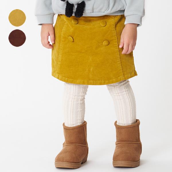 秋冬らしいコーデュロイ素材。前から見るとスカートですが、ショートパンツになっているデザインが着やすい！【アイテム】ナチュラル シンプル ベーシック フェミニン　ガーリー 無地 カジュアル お洒落 オシャレ かわいい 大人可愛い 普段着 デイ...