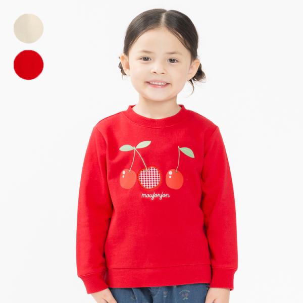 再値下げ 25秋冬SALE44%OFF価格 子供服 moujonjon (ムージョンジョン) チェリープリント裏毛トレーナー・スウェット M64648