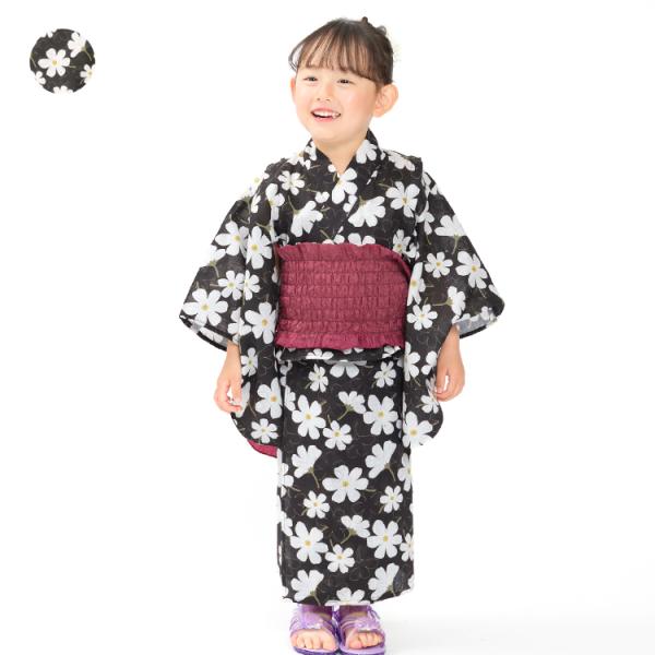 子供服 JollyJury (ジョリージュリー) 【WEB限定】お花柄浴衣・帯セット 80cm 90cm 100cm 110cm 120cm 130cm N46793