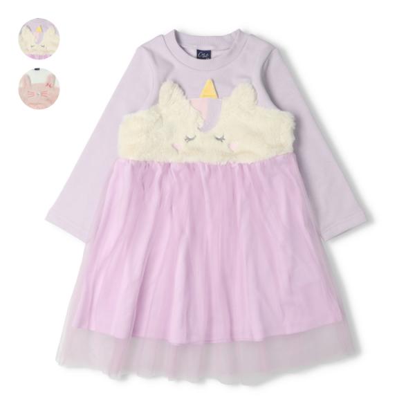 アウトレット50%OFF価格 子供服 crescent (クレセント) チュールスカートボアドッキングワンピース N64389