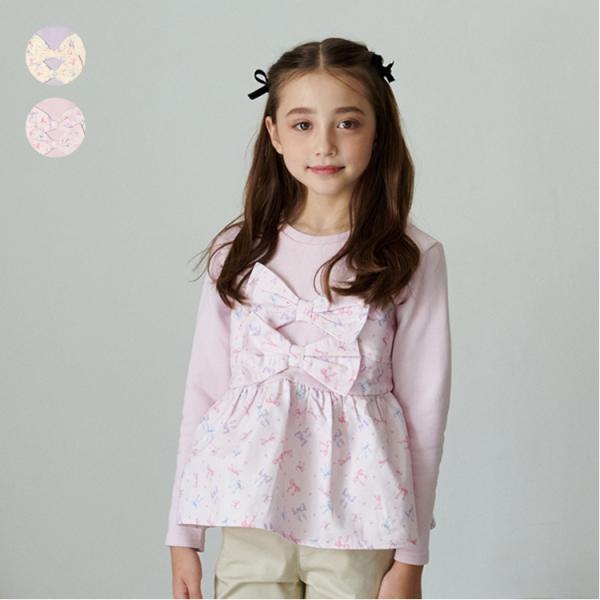 再値下げ 25秋冬SALE50%OFF価格 crescent (クレセント) リボン柄キャミ重ね着風裏毛トレーナー・スウェット N64680
