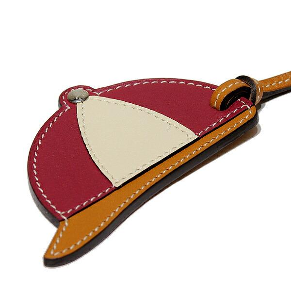 未使用 エルメス HERMES チャーム パドック ボンベイ 帽子 レザー