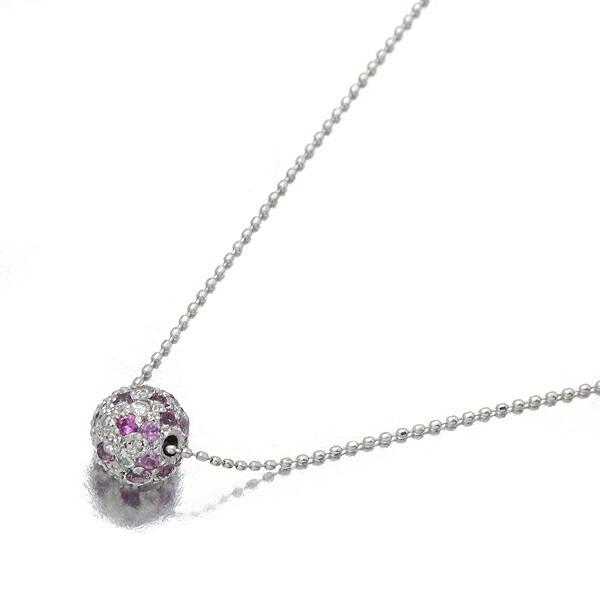 K18WG ピンクサファイア ダイヤモンド ネックレス 40cm PS0.52ct D0  