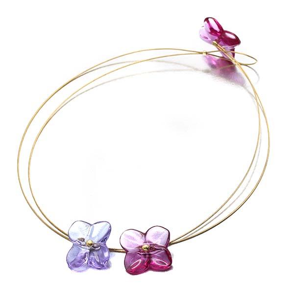 バカラ Baccarat オルテンシア フラワーモチーフ K18YG 2連 ワイヤー  