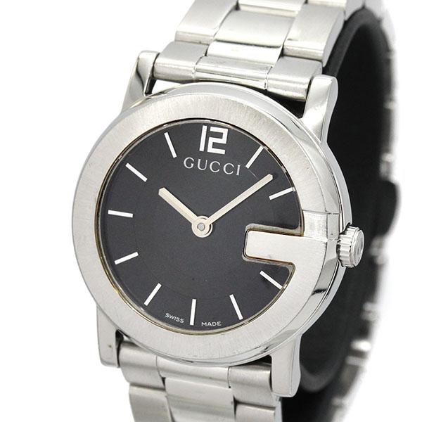 グッチ GUCCI Gラウンド YA101505 ブラック文字盤 SS レディース腕時計