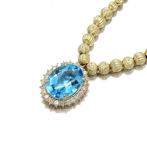 国内外の人気が集結 K18YG BT13.12ct 44cm ネックレス ダイヤモンド ブルートパーズ トパーズ