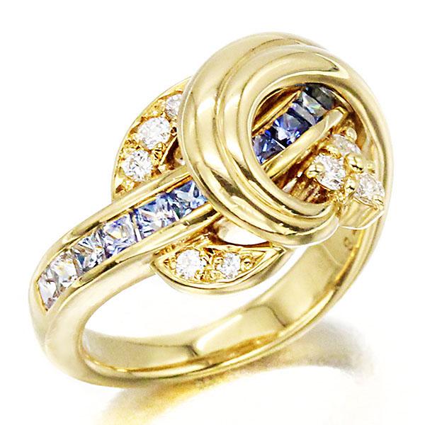 ジュネ Jeunet K18YG サファイア ダイヤモンド リング 11.5号 S0.78ct 