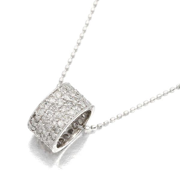 K18WG リングモチーフ ダイヤモンド ネックレス 40cm D1.00ct ホワイト