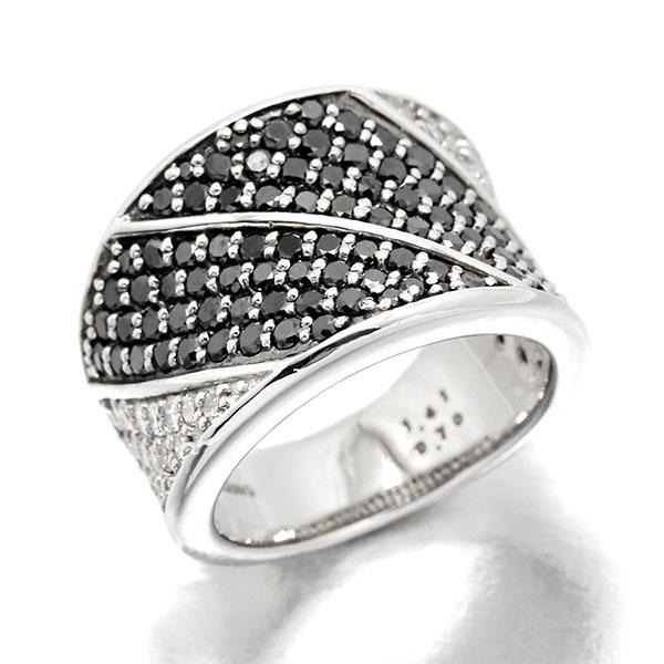 K18WG ブラックダイヤ ダイヤモンド リング 12号 BKD1.41ct D0.70ct 