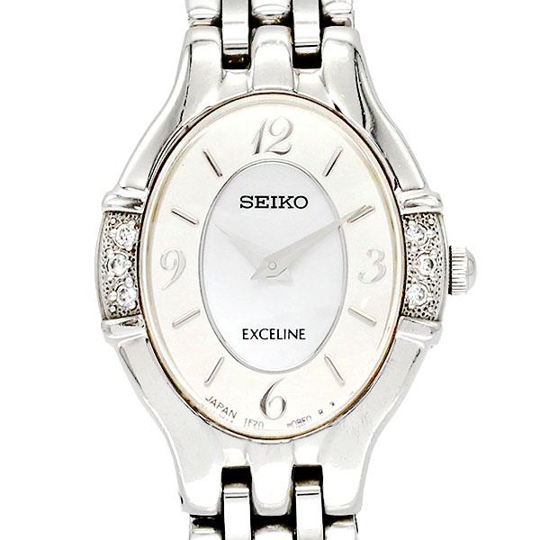 セイコー☆エクセリーヌ☆ダイヤ付き☆シェル文字盤☆稼働品　1F20-0AW0 セイコー SEIKO エクセリーヌ 1F20-0AW0 ダイヤベゼル ホワイト
