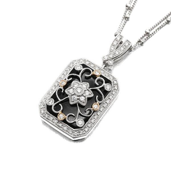 アンティーク オパール&ダイヤ K14 or K18　サイズ約8.5号 クイーンジュエリー Queen Jewelry K18WG オニキス ダイヤモンド