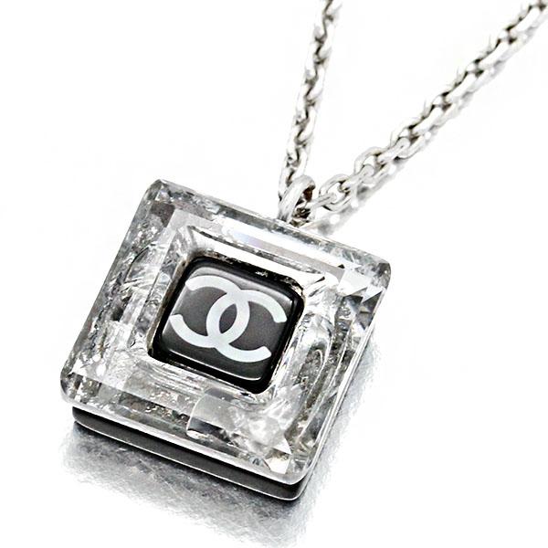 シャネル CHANEL スクエア ミラー ネックレス 46.5cm メタル アクリル 