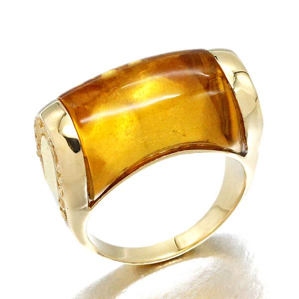 ヤーネス YANES K18YG トパーズ リング 16.5号 イエローゴールド750