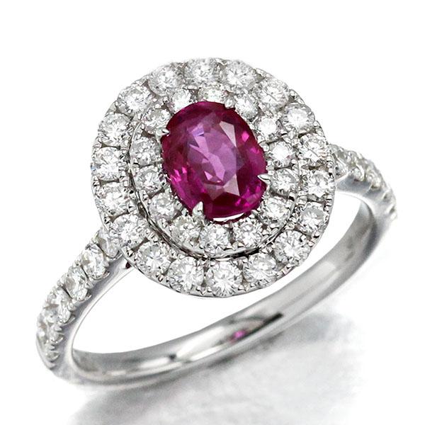 K18WG ルビー ダイヤモンド リング 12号 R1.01ct D0.86ct ゴールド 金